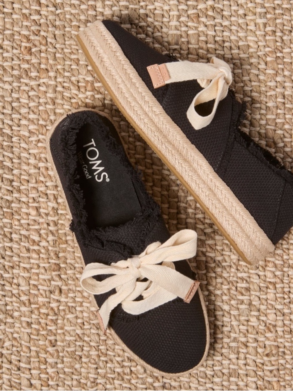 Tom’s Black and Tan Carolina Lace-Up Espadrille